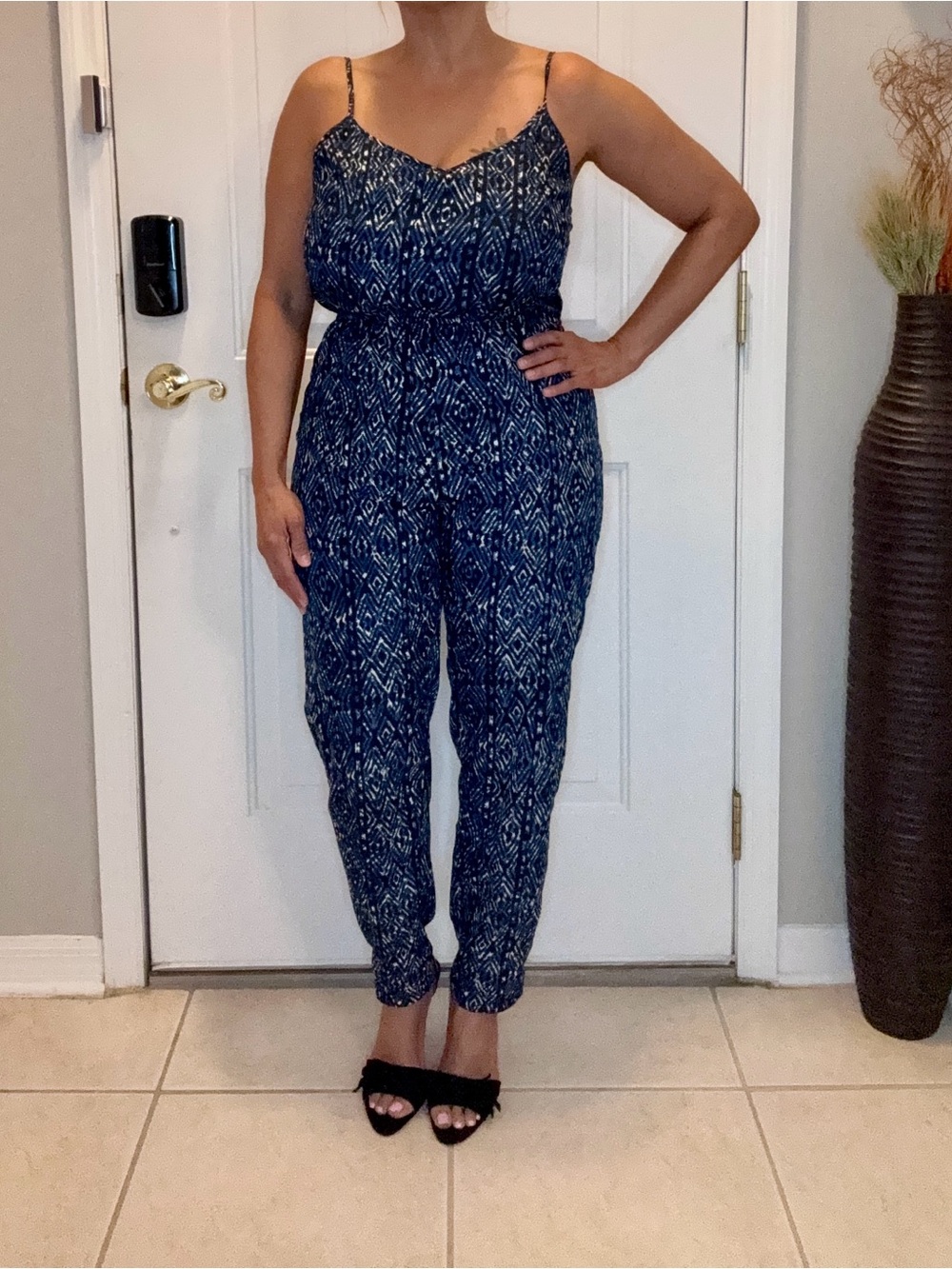 Women's Navy Printed Jumpsuit